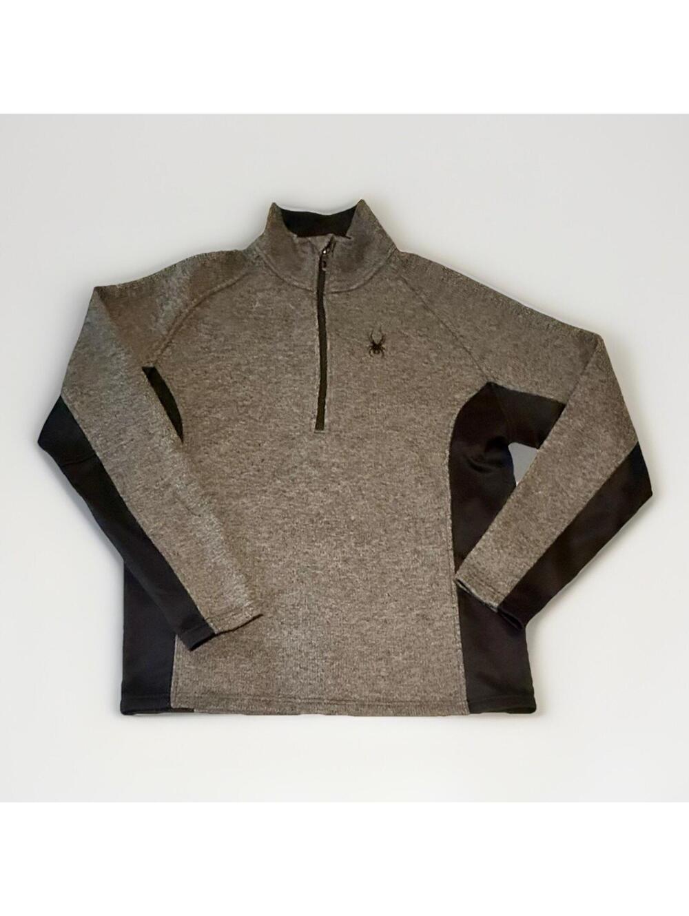 Spyder Sweater Mens Large Grey Black‎ Outbound Quarter Zip Performance Outdoors